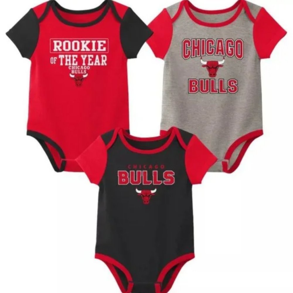 NBA Chicago Bulls Baby Boys' Bodysuit 3pk Set 3-6 Months